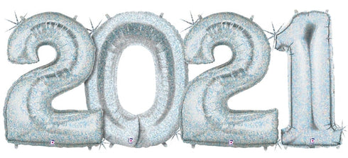 Glitter Silver 2021 Number Balloons | 40 INCH