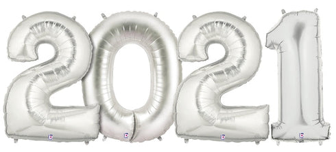 Silver 2021 Number Balloons | 40 INCH