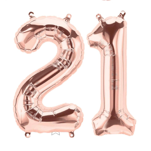 Rose Gold Number 21 Balloons | 34 INCH