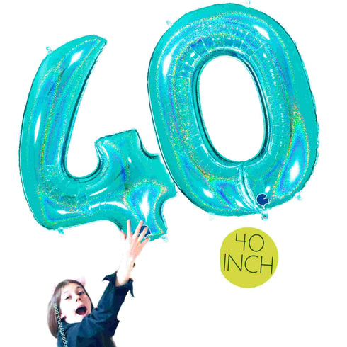 Teal Number 40 Balloons | 26 INCH
