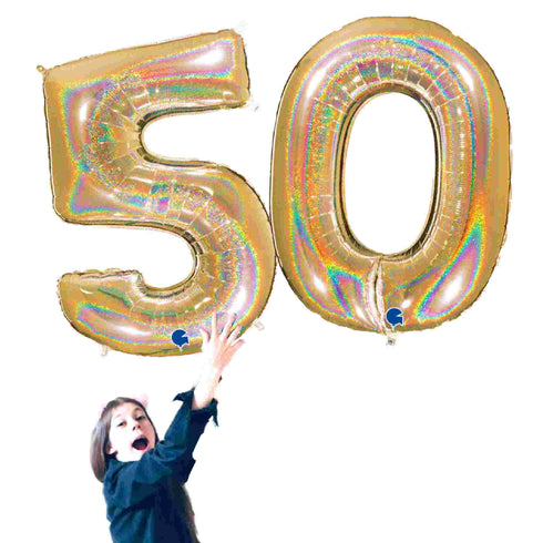 Glitter Gold Number 50 Balloons | 40 INCH