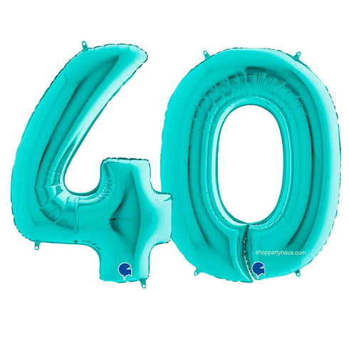 Teal Number 40 Balloons | 26 INCH