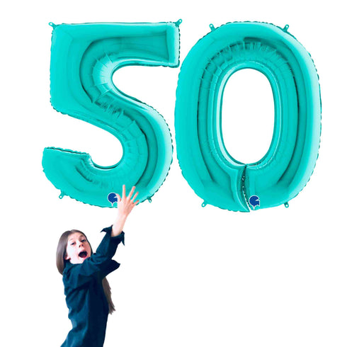 Teal Number 50 Balloons | 40 INCH
