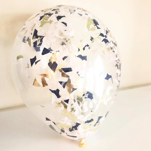 Hand Cut Confetti Balloons | Navy Blue, Pink + Gold