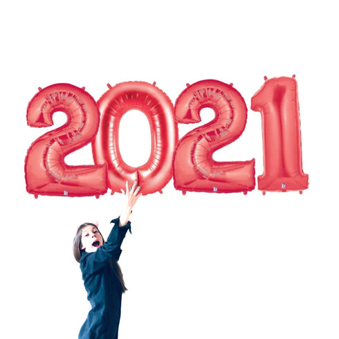 Red 2021 Number Balloons | 40 INCH