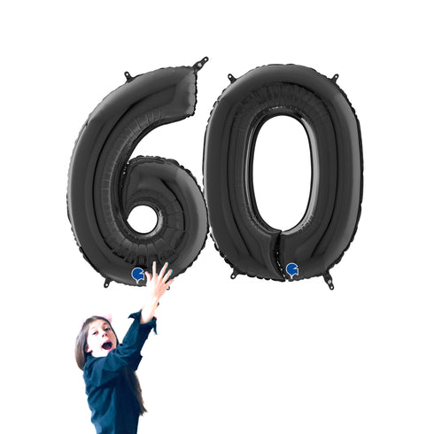 Black Number 60 Balloons | 26 INCH