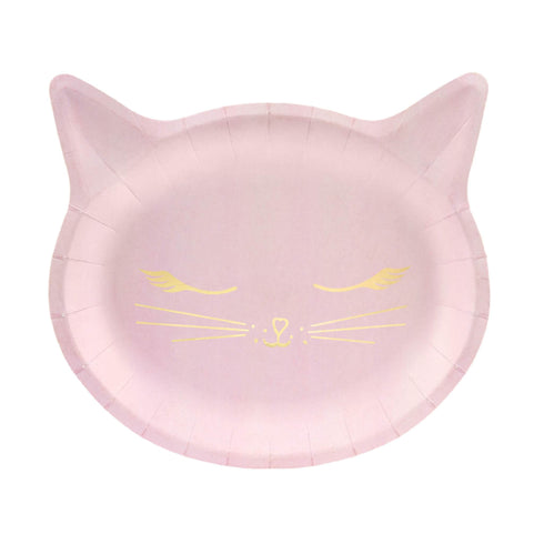 Pretty Pink Cat Paper Party Plates | Set 6