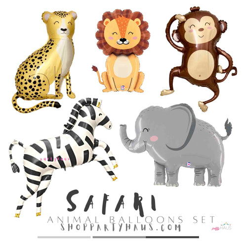 Jungle Animal Balloons Set | Cheetah | Zebra | Monkey | Elephant | Lion