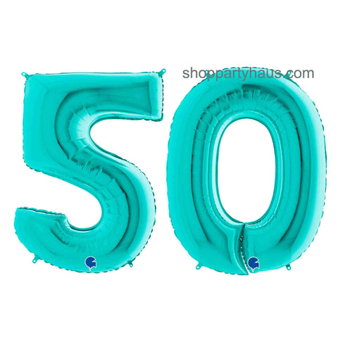 Teal Number 50 Balloons | 14 INCH