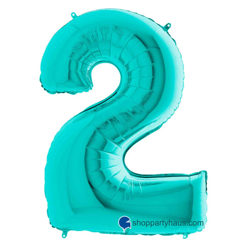 40 INCH | Teal Blue Number Balloons