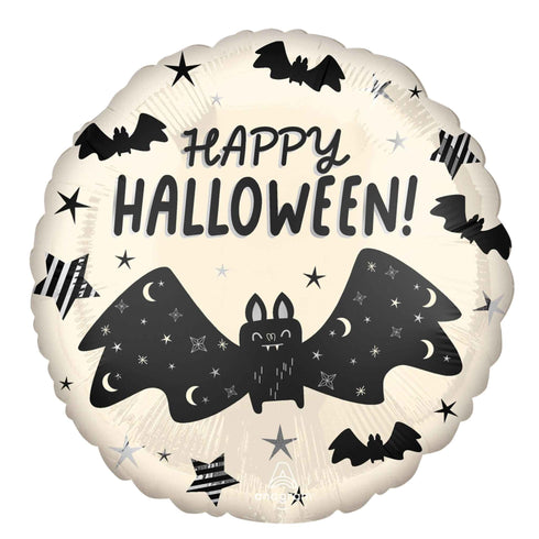 Black and Silver Bat Balloons | Happy Halloween | 18 INCH