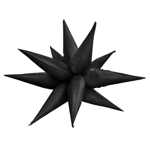 Black Starburst Foil Balloon | 27 Inch and 40 Inch | Air Fill Only
