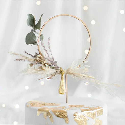 Hexagon Hoop Cake Topper | Natural Wood | 9.5 INCH
