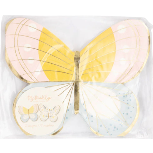 Pastel Butterfly Paper Party Napkins | Mix of 2 Designs | Package 18