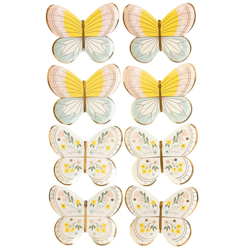 Pastel Butterfly Paper Party Plates | Mix of 2 Designs | Package 8