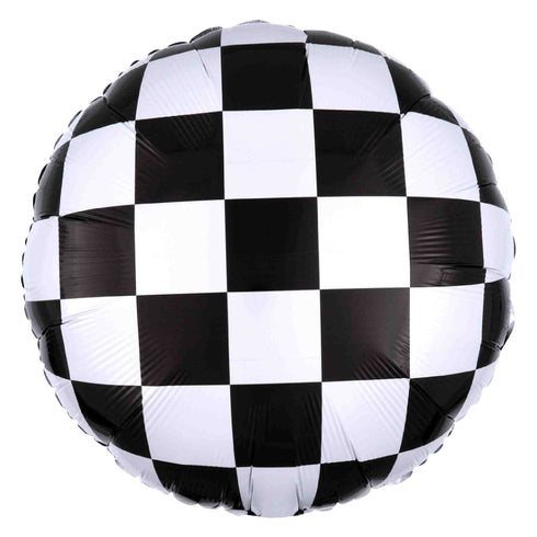 Black and White Checkered Foil Balloons | 18 INCH Round