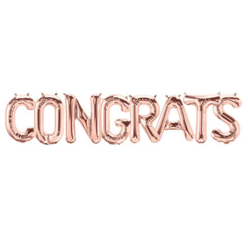 Congrats Letter Balloon Banner | Gold | Silver | Rose Gold | Pink | Blue