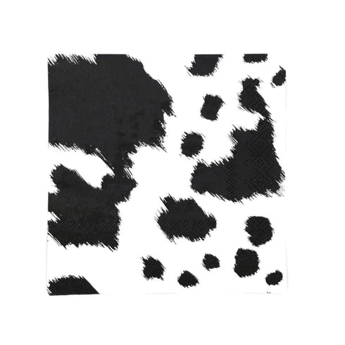 Black Cowhide Cocktail Size Paper Beverage Napkins | Package 20