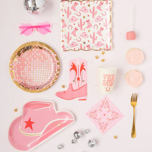 Pink Cowgirl Boots Paper Party Napkins | Package 18