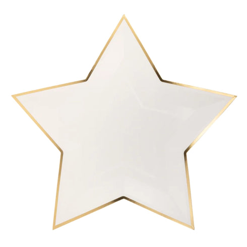 Blue and Gold Star Paper Party Plates | Package 8 | 11 Inch