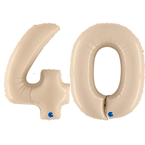 Satin Cream Number 40 Balloons | 40 INCH