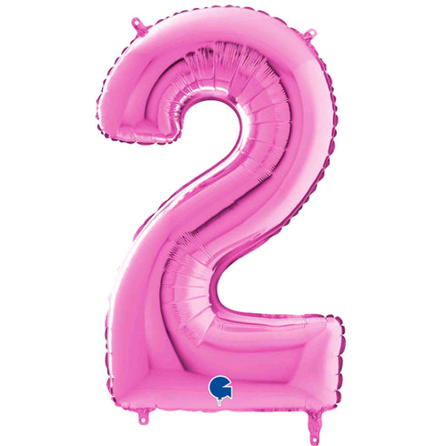 Fuchsia Pink Number 2 Balloons | 26 INCH