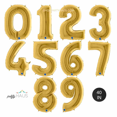 40 INCH | Gold Number Balloons