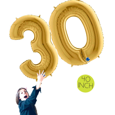Gold Number 30 Balloons | 40 INCH