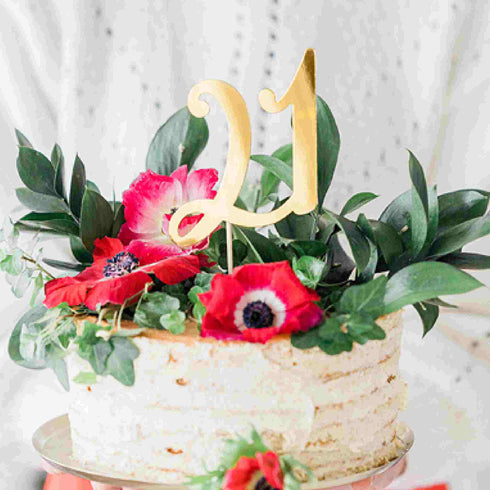 Number 21 Cake Topper | Metallic Gold