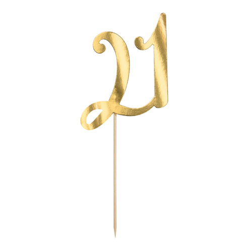 Number 21 Cake Topper | Metallic Gold
