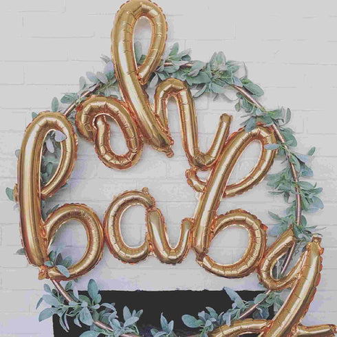 OH BABY Script Letter Balloons | Gold | Rose Gold | Silver