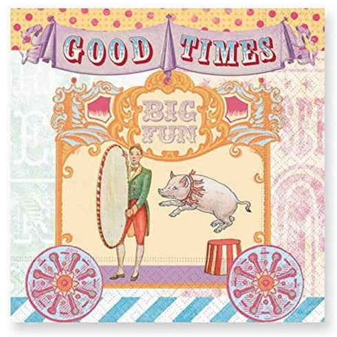 Good Times Circus Carnival Party Paper Napkins | Beverage 5 Inch
