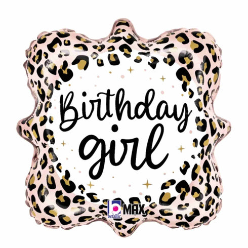 Birthday Girl Blush Pink Leopard Animal Print Balloon | 28 Inch