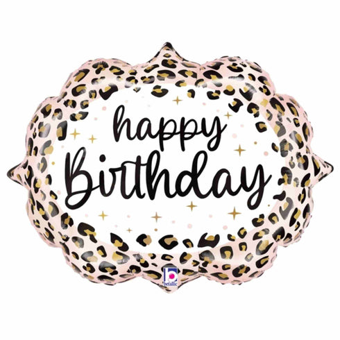 Birthday Girl Blush Pink Leopard Animal Print Balloon | 28 Inch