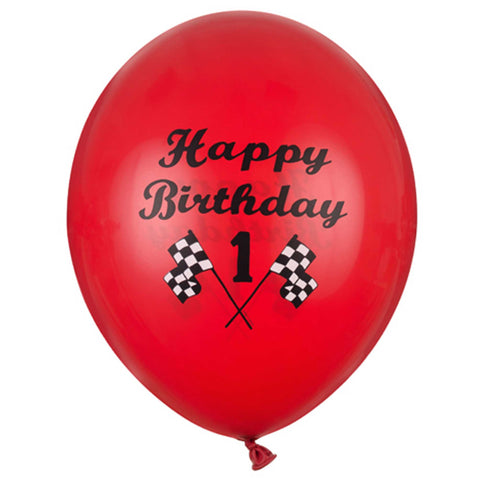 Happy 1st Birthday Racing Flag Latex Balloons | Package 6