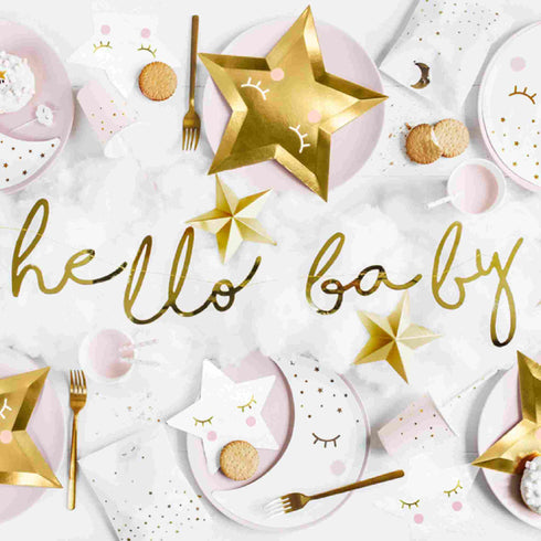 Hello Baby Gold Paper Garland