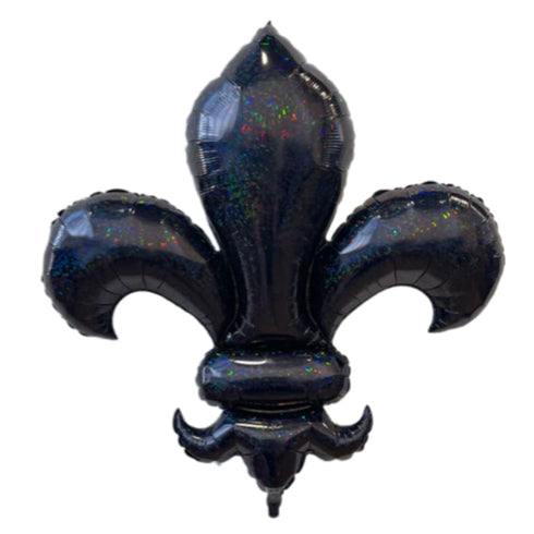 Black Glitter Fleur De Lis Balloons | 38 Inch