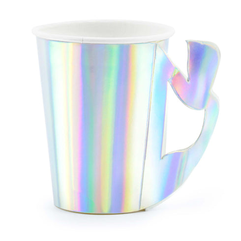 Iridescent Paper Cups with Handles | Set 6