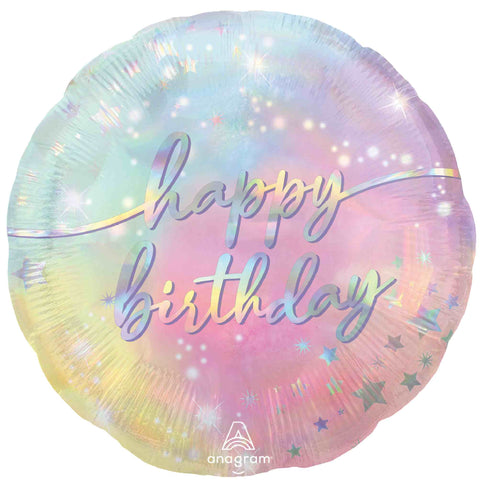 Iridescent Watercolor Luminous Birthday Balloon | 18 INCH