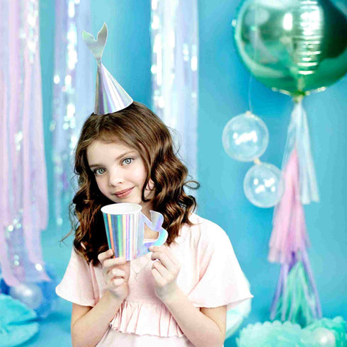 Iridescent Paper Cups with Handles | Set 6