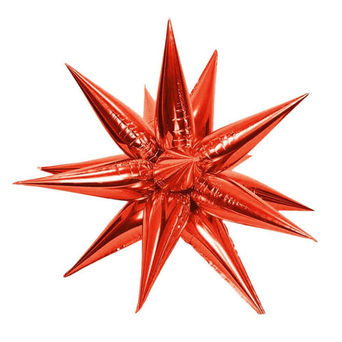 Metallic Red Starburst Foil Balloon | 27 Inch and 40 Inch | Air Fill Only