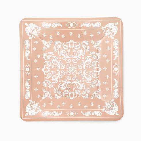 Nude Bandana Print Square Paper Party Dessert Plates | Package 8