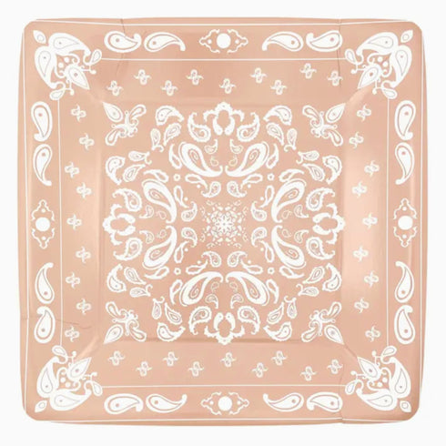 Nude Bandana Print Square Paper Party Dinner Plates | Package 8