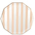 Peach Blush Striped Paper Plates | Gold Trim | 10.75 Inch | Package 8
