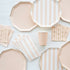 Peach Blush Striped Paper Plates | Gold Trim | 10.75 Inch | Package 8