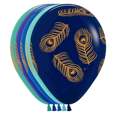 Peacock Feather Latex Balloon | Package 6