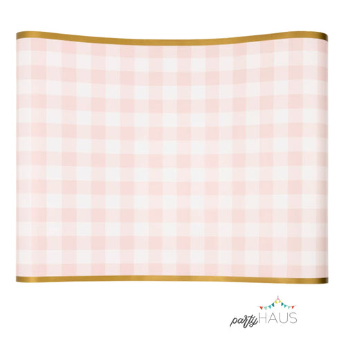 Pink Gingham Paper Table Runner | 16 Inch x 120 Inches