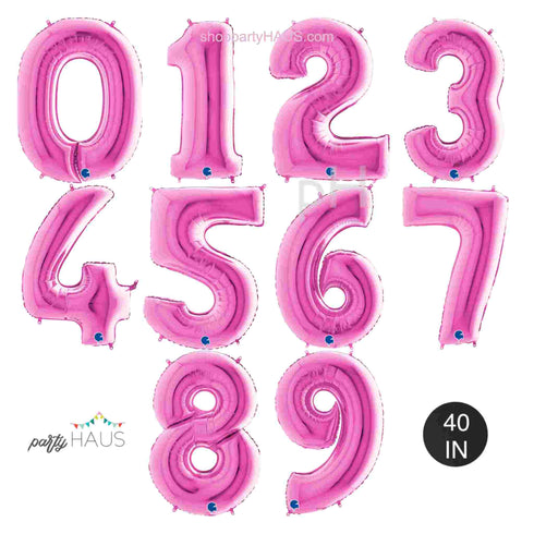 Fuchsia Pink Number 9 Balloons | 40 INCH