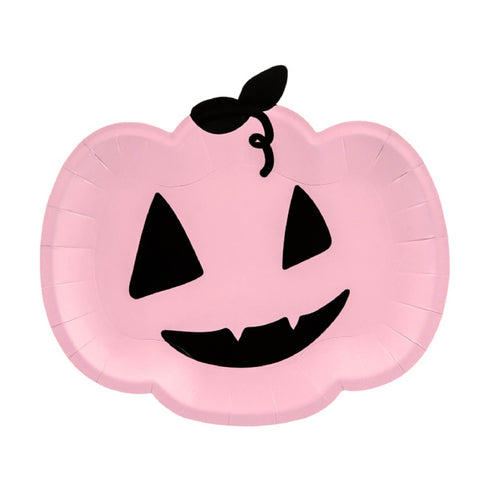 Pretty Pink Pumpkin Paper Party Plates | Set 6