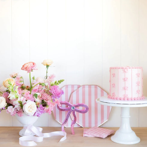 Pink Bow Paper Napkins | Cocktail Size | 5 Inch | Package 20